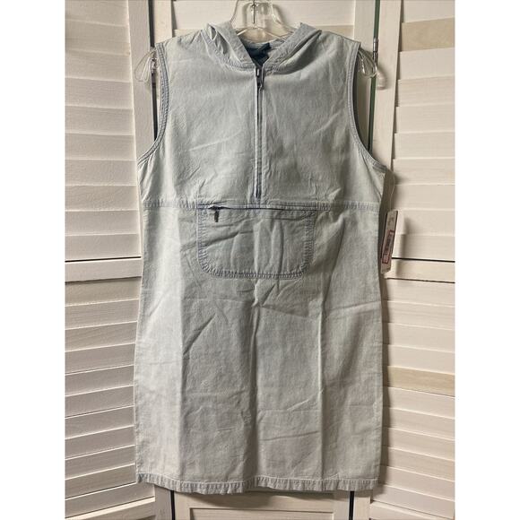 LC Lauren Conrad Dresses & Skirts - NWT Lauren Jeans Co. Sleeveless Light Blue Denim 1/4 Zip Hooded Dress Sz 10 New